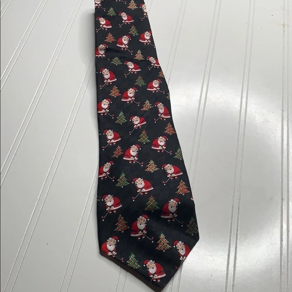 Santa playing Golf Christmas Holiday Tie